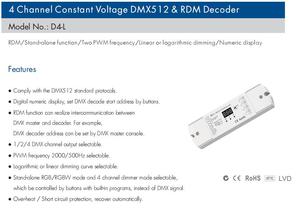 Skydance D4-L 4-канальный RDM DMX декодер постоянного напряжения DMX512 диммер Цифровой PWM DMX светодиодный контроллер 5A/CH 12-24VDC - Product Image 5