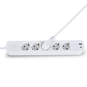Enchufe de extensión de tira de alimentación multifuncional de escritorio con estándares de la UE con puertos USB 5 tomas de corriente - Product Image 4