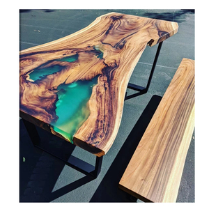 Modern 8 kişilik ahşap yemek masası temiz epoksi reçine masa - Product Image 1