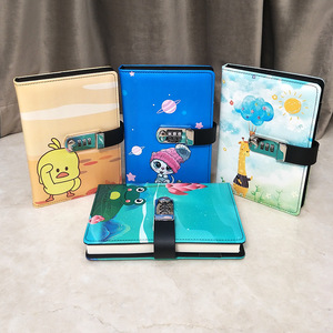 Bloc de notas creativo con bloqueo de contraseña, manual para estudiantes, diario A5 de cuero PU con contraseña, diario con cerradura - Product Image 5