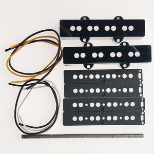 アルニコ5マグネットロッドとDIYピックアップビルディングアセンブリ用のフラットワークを備えた1セットのDIYジャズ4弦ベースギターピックアップキット - Product Image 1