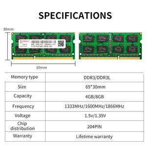 コンピュータコンポーネントメモリモジュール1.35V/1.5V 1333MHz 1600MHz DDR3 4gb 8gb RAMラップトップ - Product Image 2