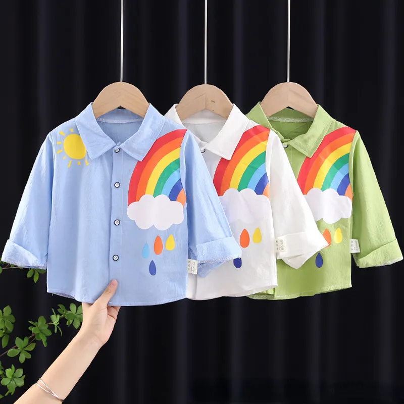2022 bebé primavera y otoño camisa tejida niños 0-4 años coreano manga larga a cuadros Stylik una pieza de moda para niños