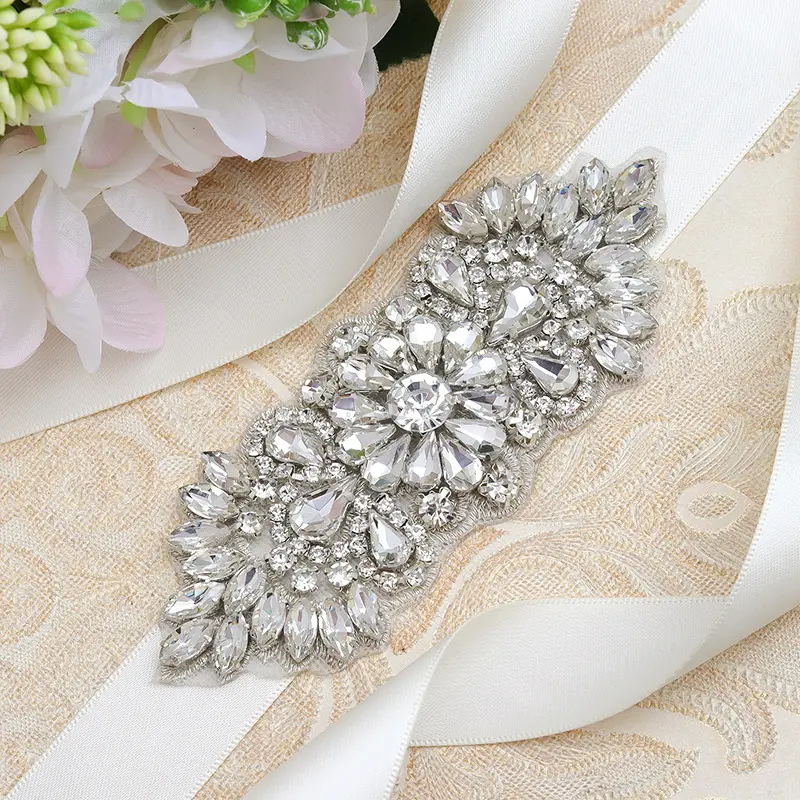 Sabuk Pinggang Pengantin Cantik untuk Pernikahan, Sabuk Pernikahan Berlian Imitasi Manik-manik Tangan Gaya Baru untuk Gaun Pernikahan