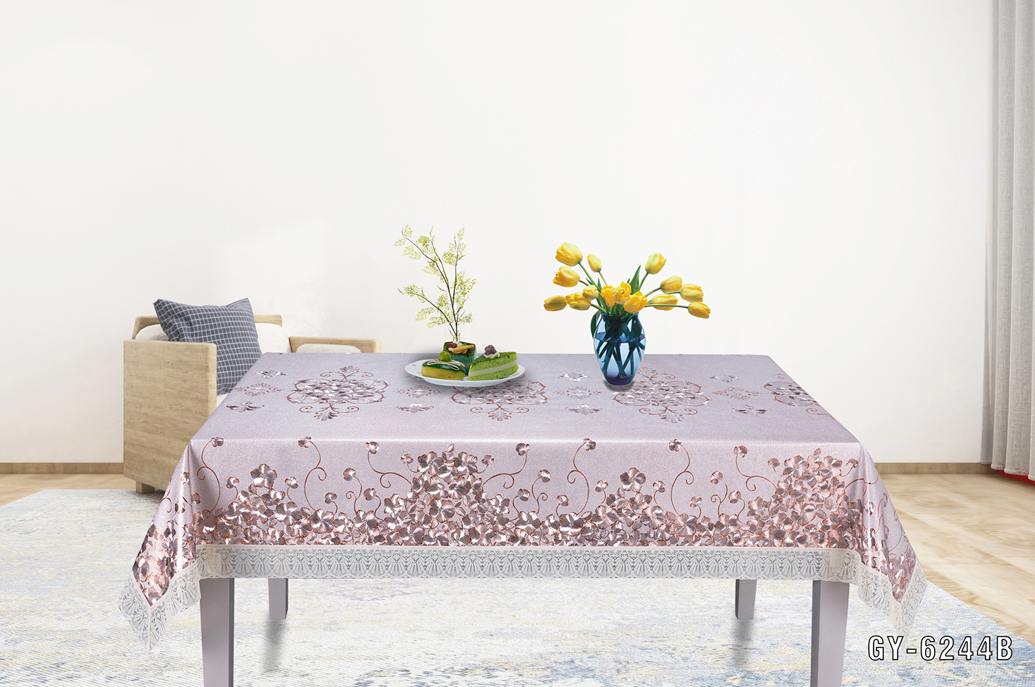 Easy Clean Lace Edge PVC Independent Table Cloth Sheet