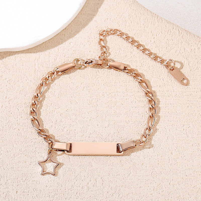 Rose gold Childrens bracelet hollow five-pointed star