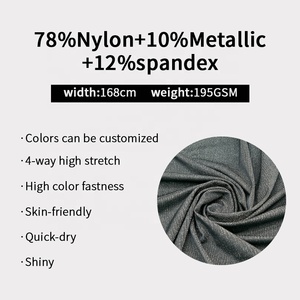 New arrivals tùy chỉnh long lanh màu đen bạc kim loại lurex 4 cách căng Jacquard nylon spandex vải đồ bơi đồ lót vải - Product Image 3