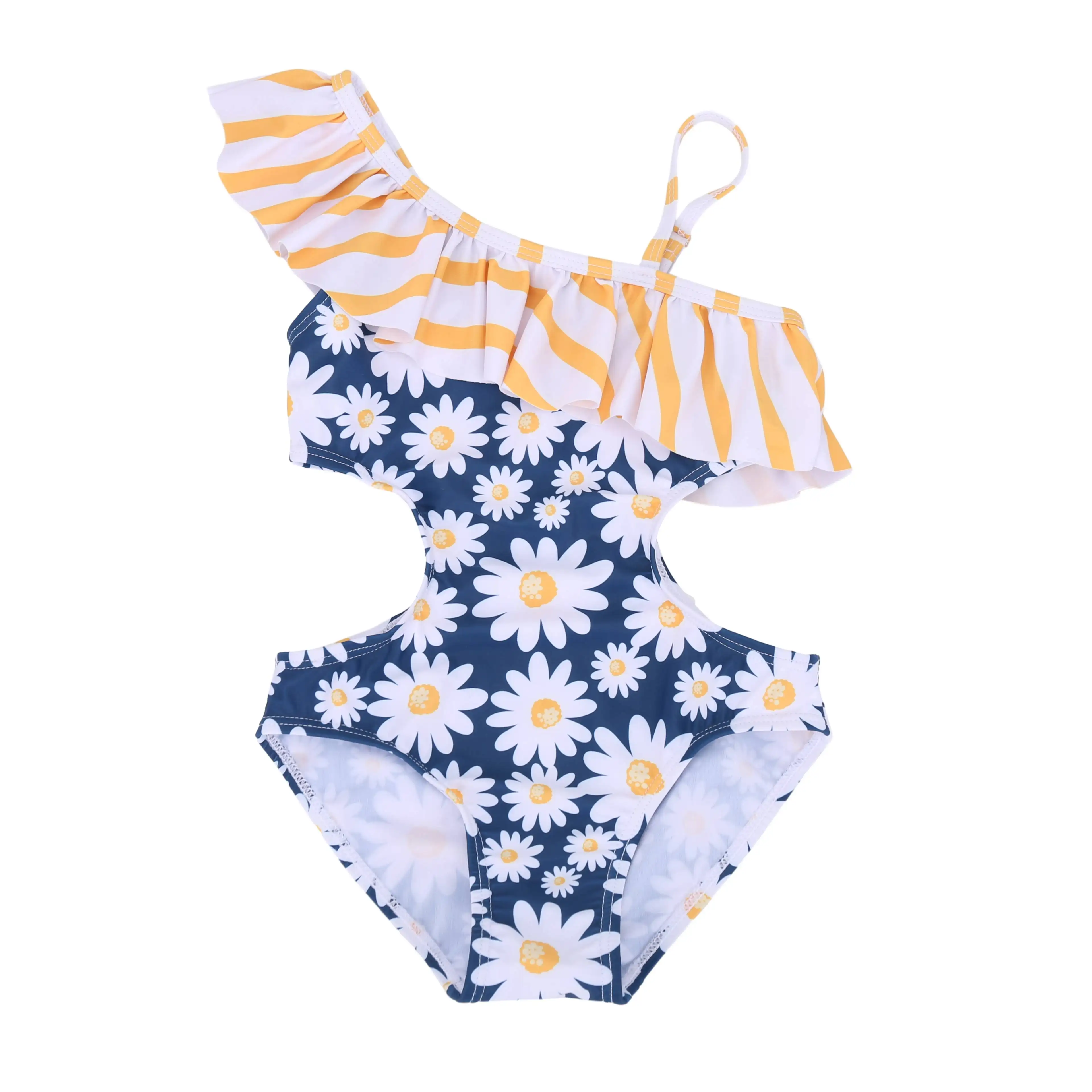 Zomer Cartoon Chrysanthemum Baby Meisjes Badmode Badpak Kids Eendelig Zwemstrand Bikini Badpak