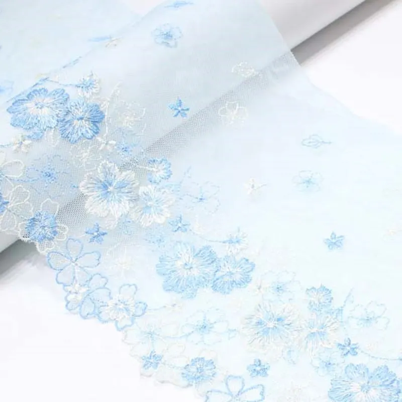 Gökyüzü mavi nakış dantel tek taraflı küçük çiçek genişliği 19cm giyim aksesuarları dantel trim