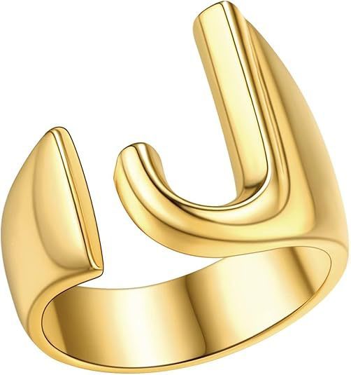 Anillo estilo letra J abierta