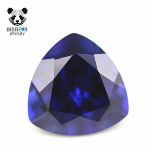 3*3-12 * 12mmファセットカット<span class=keywords><strong>trillion</strong></span> cut 34 # blue sapphire corundum gems <span class=keywords><strong>trillion</strong></span> shape synthetic corundum 34 # sapphire blue stones