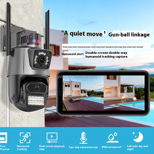 Outdoor impermeável 4MP IP câmera de segurança com WiFi PTZ Dual Lens Dual Screen Auto Tracking Light Alarme CMOS Imaging Sensor