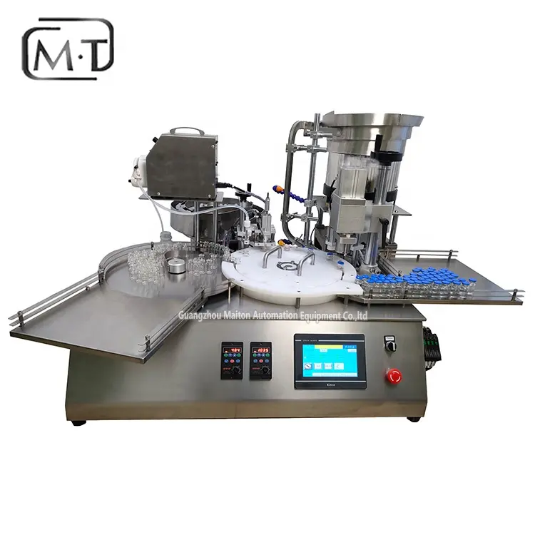 Tapón de llenado de viales de aceite inyectable de esteroide rotativo de mesa y máquina taponadora para viales de 10ml/máquina de llenado de botellas pequeñas