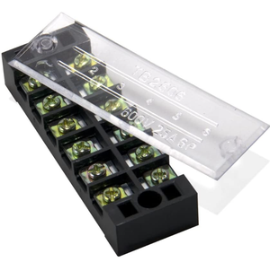 6 P <strong>Dual</strong> Row 600V 25A Screw Terminal Blocks with Cover + 400V 25A 6p(white and Black) Terminal <strong>Busbar</strong> Connector - Product Image 2