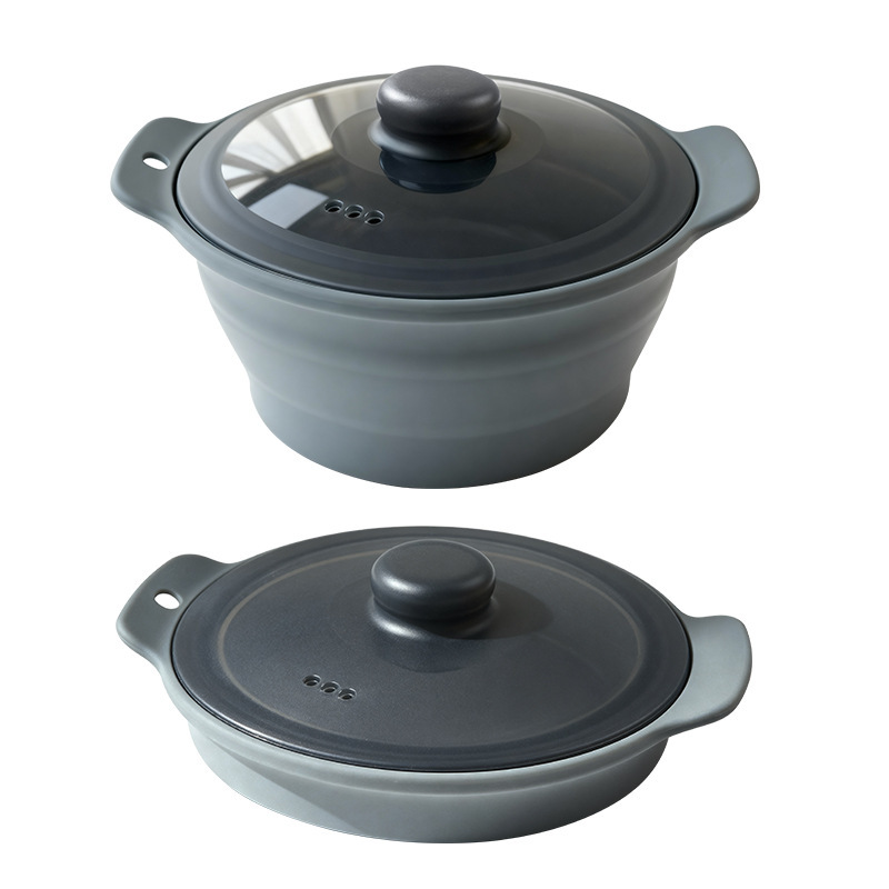 Round gray-foldable steamer