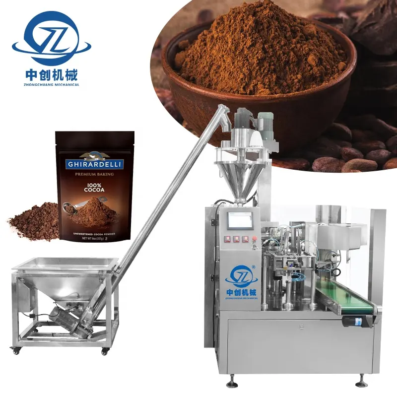 Fabrieksprijs Automatische Ritssluiting Zakje Vullen Kruiden Kruiden Verpakking Cacao Koffie Poeder Voorgemaakte Zak Doypack Verpakkingsmachine