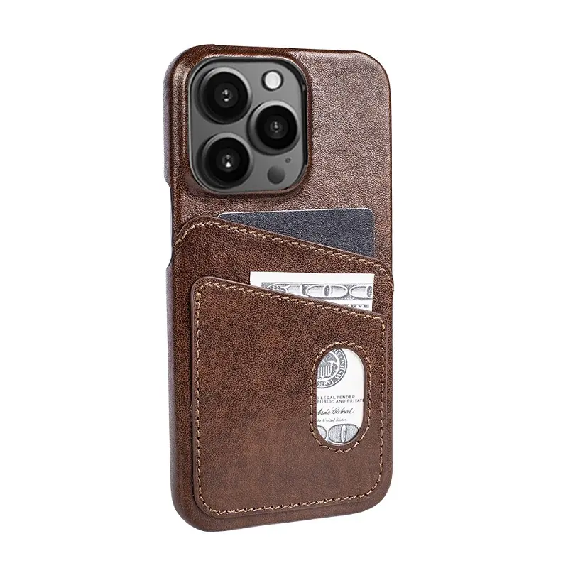 تصميم لهاتف أيفون 12 13 14 15 حقيبة هاتف محمول جلدية مع محفظة وحامل بطاقات لهاتف أيفون 15