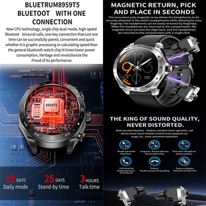 Reloj inteligente Vanssa T95 TWS 2 en 1, auriculares modelo más nuevo, BT, llamada, teléfono, música local, reproductor de alta fidelidad con auriculares inalámbricos - Product Image 5