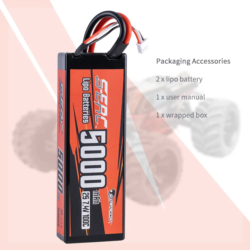 SUNPADOW 5000mAh 7.4V 100C 2S Lipo Battery with Deans T Plug for RC Car Truck Boat Vehicles Tank Buggy Racing Hobby