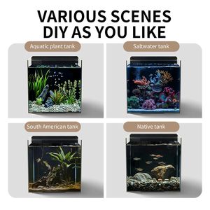 YEE卸売マリンデスクトップ超白色ガラス塩水水族館水槽フィルターとスキマー付き