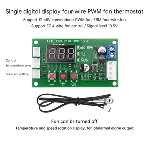 DC 12V 24V 48V 5Aデジタルディスプレイ4線PWMモーターファンスピードコントローラーガバナー温度制御サポートECファン - Product Image 5