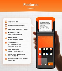 Wholesale H10P Restaurant POS Machine USB Handheld NFC WiFi Lottery <strong>Tax</strong> Control Display Cloud Systems Free TMS-MDM POS <strong>Printer</strong> - Product Image 4