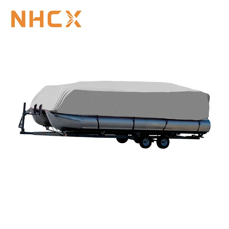 NHCX 맞는 길이 17 '18' 19 '방수 회색 UV 보호 범용 trailerable 보트 커버 풍선 폰툰 보트 커버