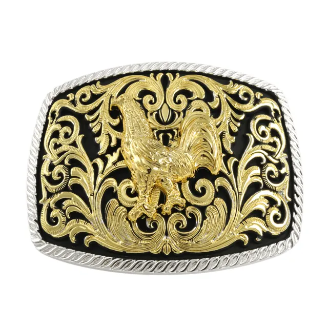 Logotipo personalizado Hebillas De Cinturon dos tonos Bull Belt Buckle Western Mexico Cowboy Metal Gold Belt Buckle