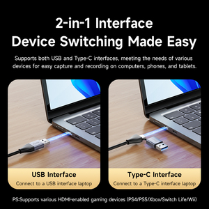 Entrada 4K para HDMI a USB3.0 60Hz Dual 2 en 1 Adaptador de captura de video Chip MS2130 de alto rendimiento para transmisión de video