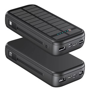 ポータブル20W高速充電ソーラーパワーバンク3入力4出力高容量20000mAhソーラーモバイルパワーバンクケーブル付き - Product Image 5