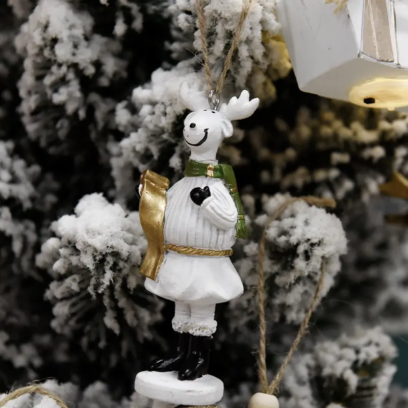 Мини олень Рождественская елка Подарочная коробка фигурки 3D Смола подвесные рождественские украшения для рукоделия Сказочный приход