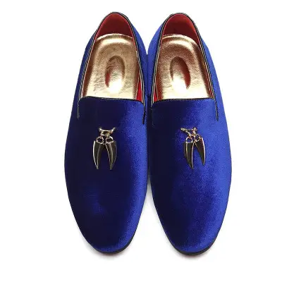 Zapatos de vestir sin cordones para hombre, mocasines de terciopelo, negros y azules, ZJ490, venta al por mayor