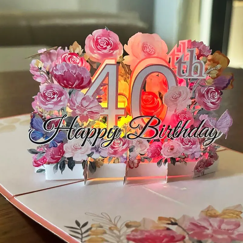 Biglietto di compleanno musicale con luce e musica Blowable 3D Popup biglietto di auguri riproduce Hit Song 'HAPPY Birthday