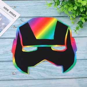 24 Pcs Scratch Giấy Siêu Anh Hùng Mặt Nạ Mặt Nạ Cầu Vồng Với Dây Đàn Hồi Và 12 Miếng Gỗ Stylus - Product Image 2