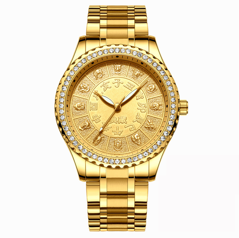 Montre dorée avec bracelet en acier