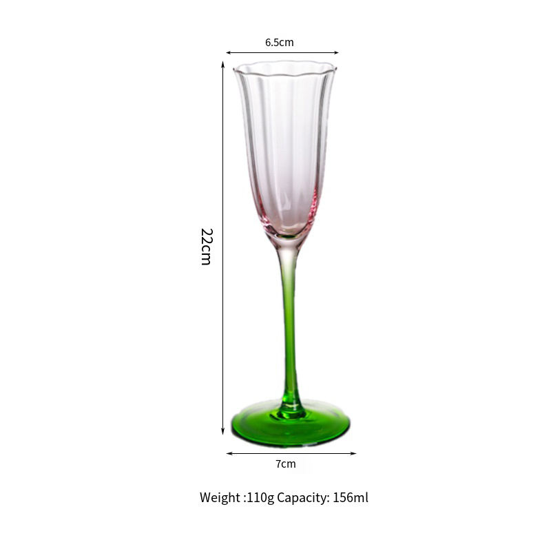 Pink and green champagne glass