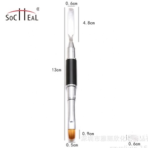 Çift uçlu poli jel fırça ve seçici 2 IN 1 tasarım tırnak fırçası ve Spatula paslanmaz çelik jel tırnak fırça aracı akrilik çivi - Product Image 4