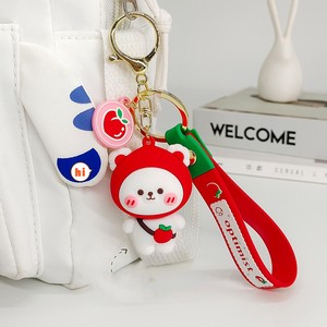 חמוד <span class=keywords><strong>kawaii</strong></span> אפרסק דוב 3D pvc מחזיק מפתחות קריקטורות תיק תליון עבור זוגות חומר גומי לנערות ומכוניות