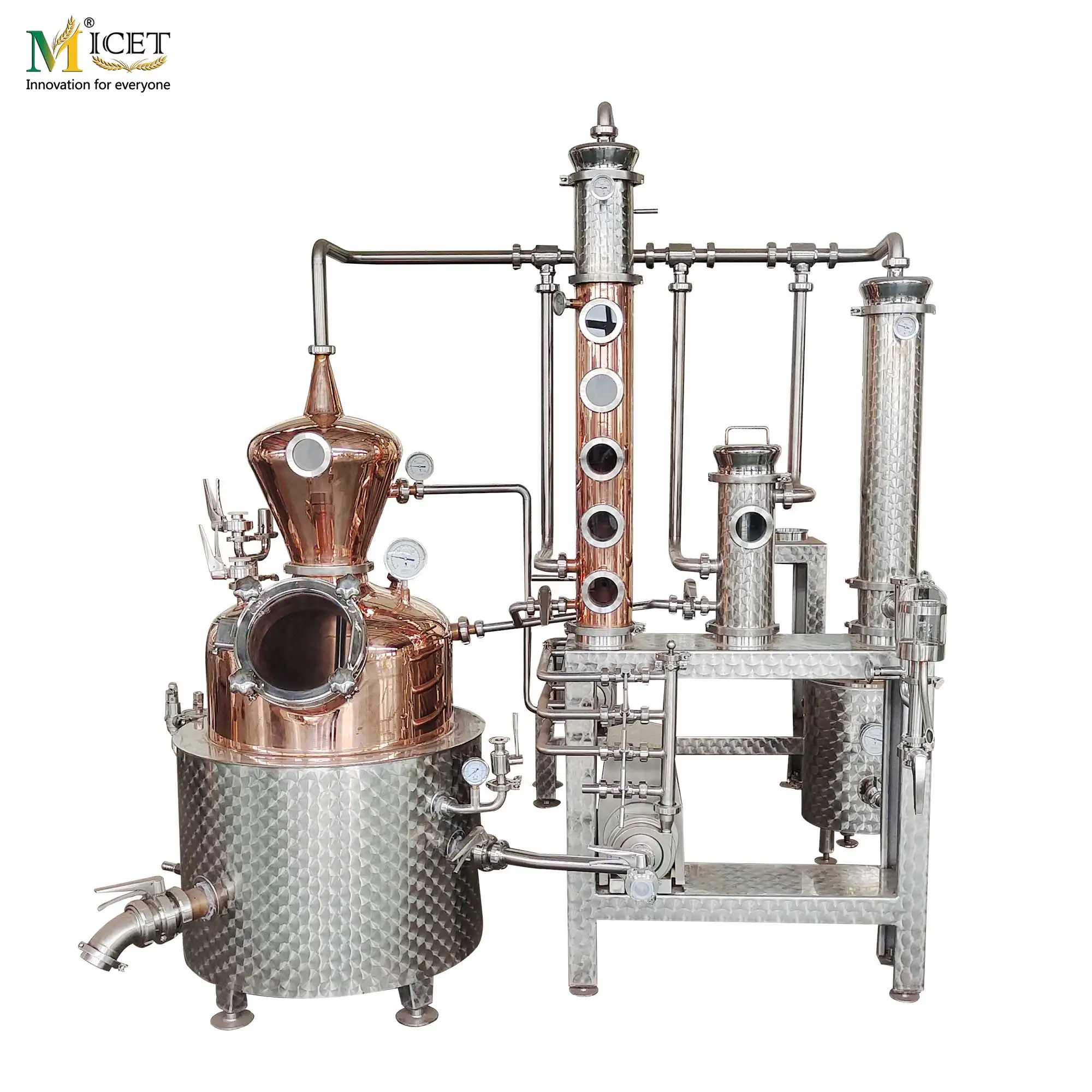 Équipement de distillation en cuivre 150l colonne de Reflux d'alcool de brillance de lune distillateur de Gin whisky distillation de rame
