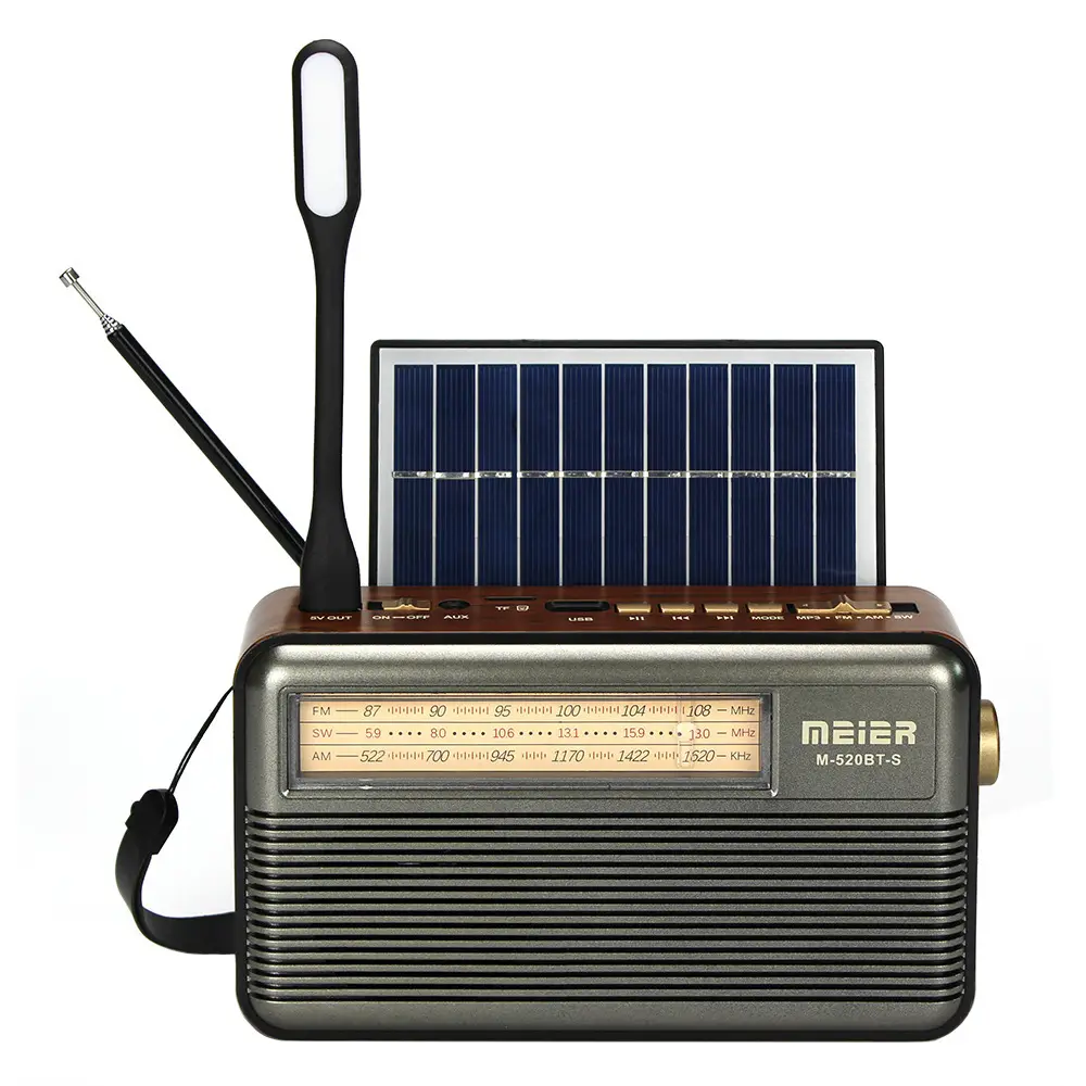 جهاز إرسال رقمي صغير طراز قديم محمول مزود بترانزسيتور AM وFM يعرض أفضل صوت، يعمل ببطارية شمسية ومزود براديو قابل لإعادة الشحن