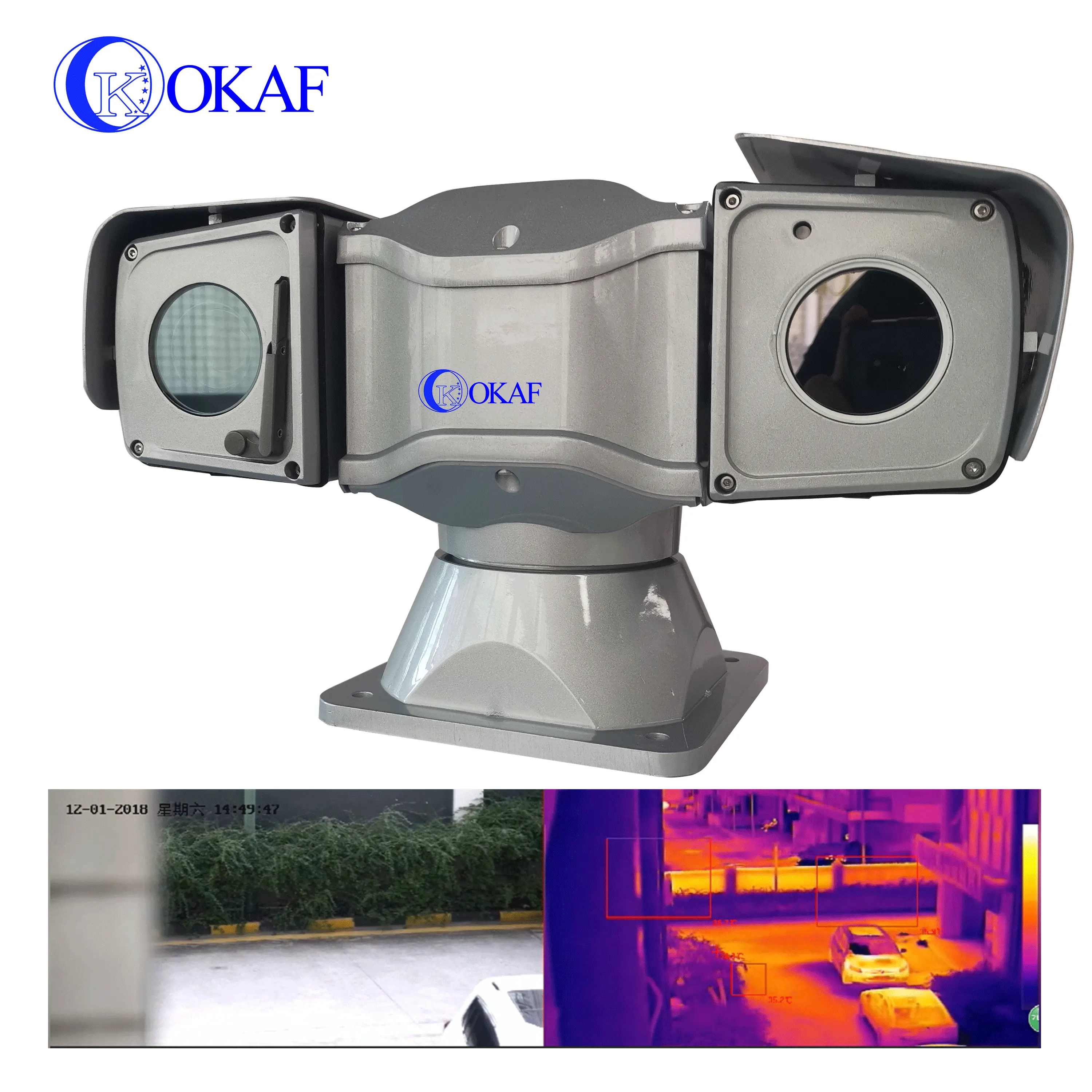 Cámara IP PTZ de seguridad CCTV de largo alcance, imagen térmica de día y noche, doble espectro, rotación de 360 grados
