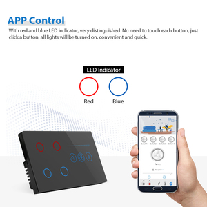 Tuya Smart Wifi Glass Panel 4mm Smart 4 Gang&amp;1 Fan US <strong>Switch</strong> with Child Lock and Back Light Control Memory Function <strong>120</strong> Style - Product Image 2