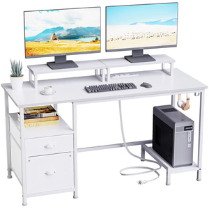 Moderno y espacioso PC Mesa de ordenador Monitor Soporte Convertible Extensible Escritorio de ordenador Cajón Tomas de corriente Escritorios de esquina - Product Image 1