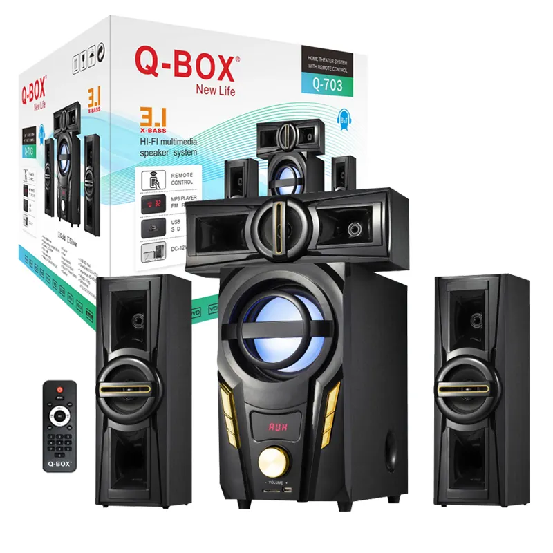 Q-BOX Q-703เบสหนัก3.1 CH ลำโพงโฮมเธียเตอร์สำหรับ2023ทีวีมาแรง