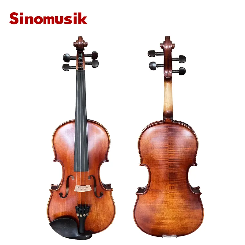high quality Carved Spruce Purfling Violin Sets Solid flame maple dark matte red brown With Ebony fittings musical instrument
