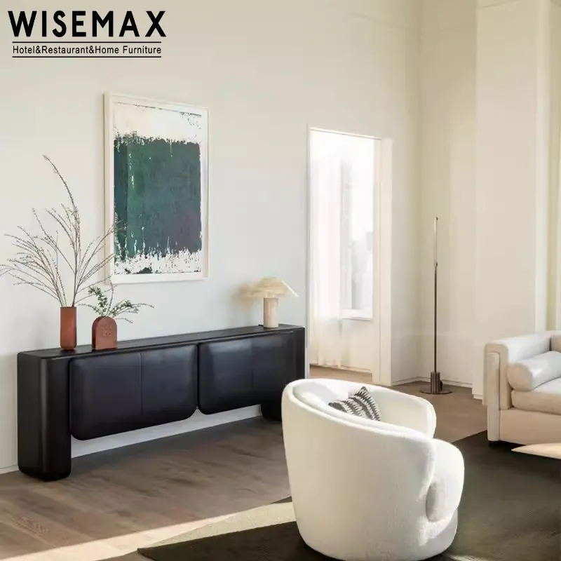MUEBLES WISEMAX, mesa consola de madera negra Vintage con 2 puertas de almacenamiento, sala de estar minimalista, decoración de pasillo, aparador de entrada