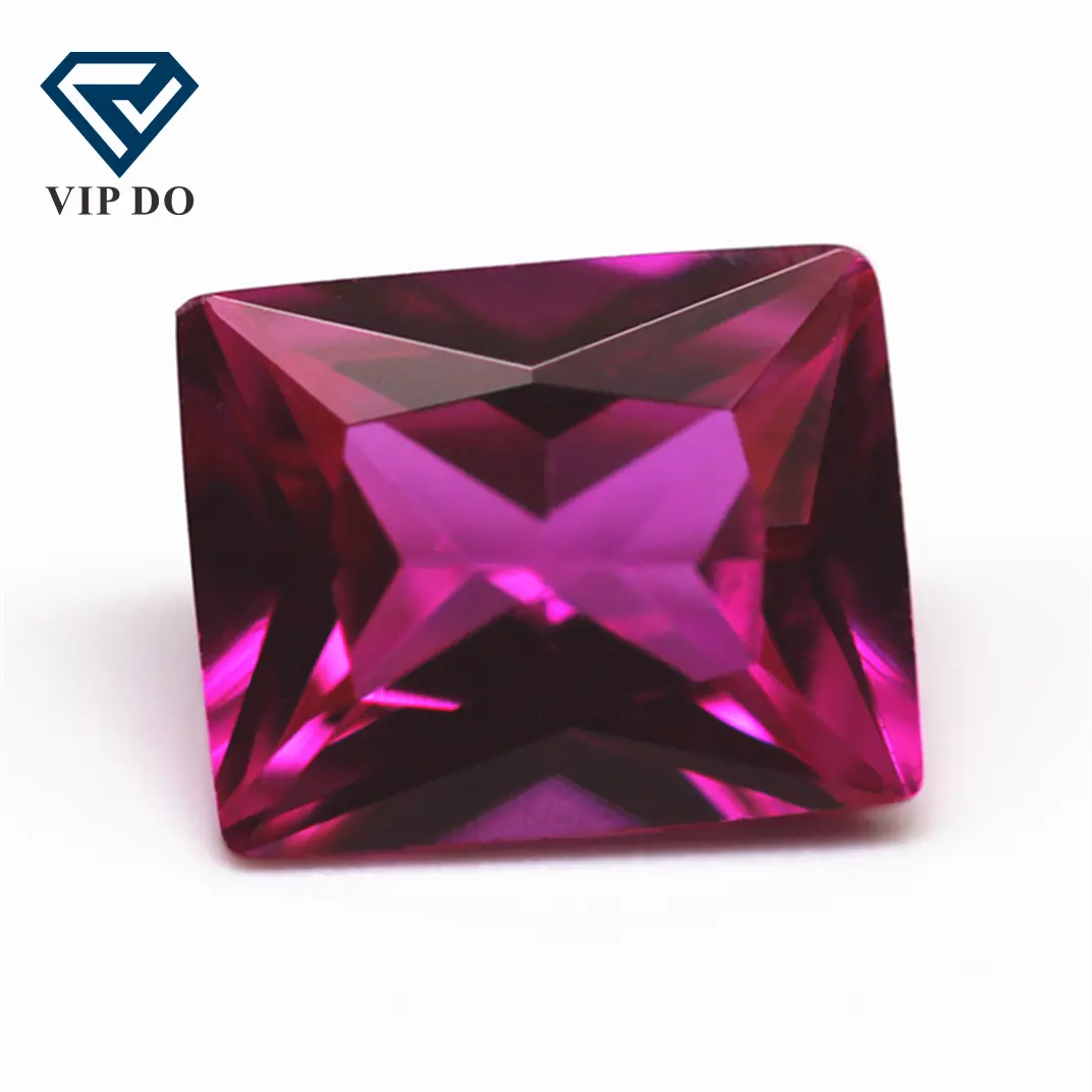 Хорошее качество огранка принцессы багет огранка 3 # розовый Рубин корундовый драгоценный камень в форме багета синтетическая Роза Рубин 3 # корундовый камень