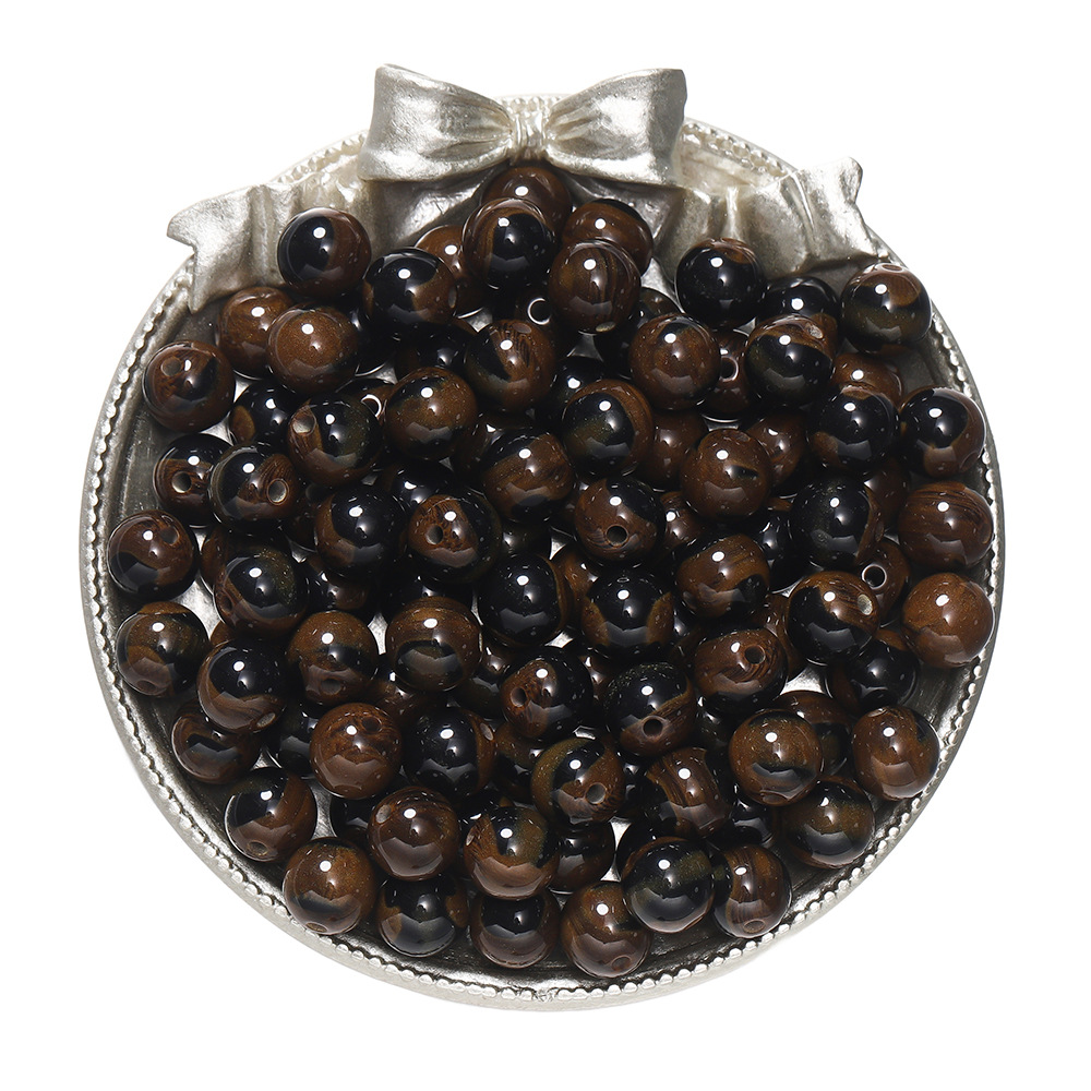 Resin cat's eye beads - black and brown