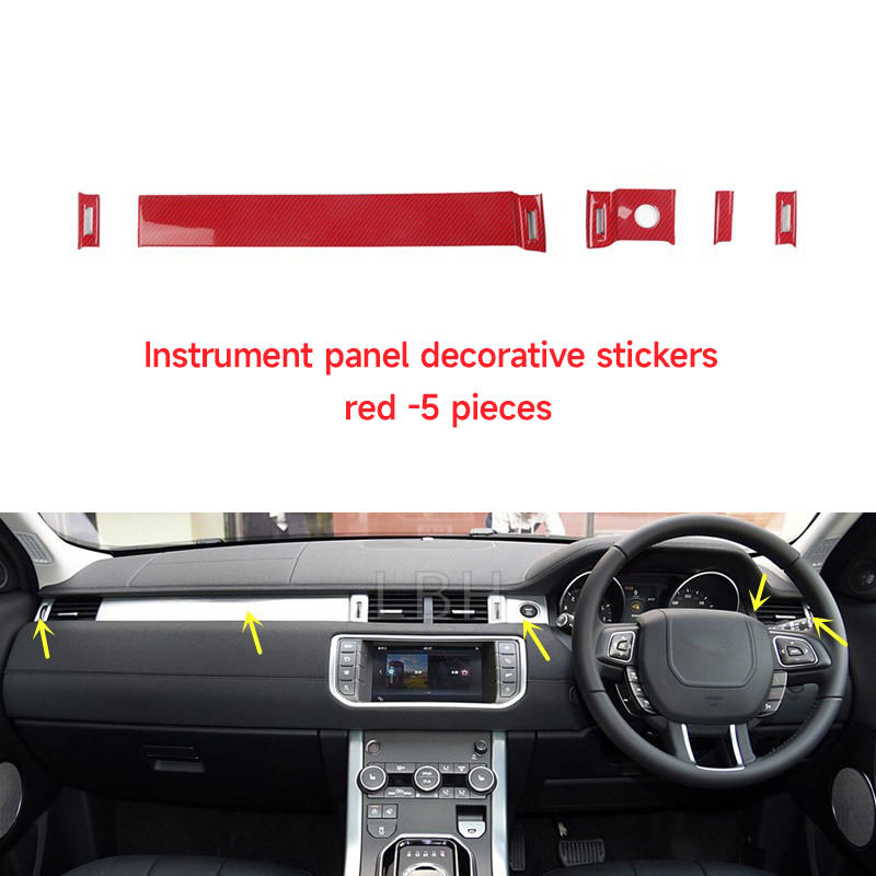 Autocollants décoratifs de tableau de bord rouge-5 pièces