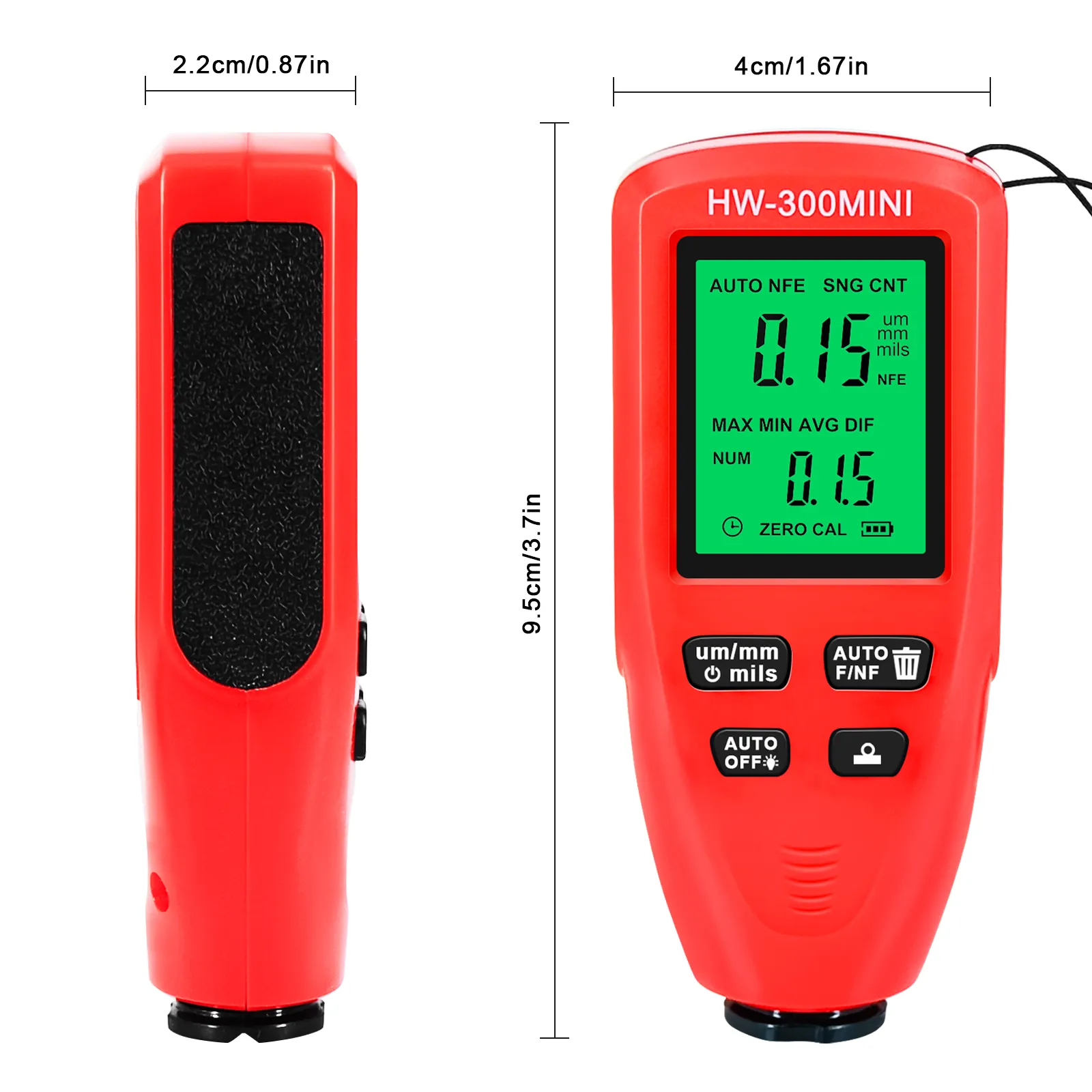 Instrumento de medición de espesor de alta precisión de color rojo, mini medidor de espesor de recubrimiento